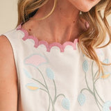 White Scalloped Embroidered Top