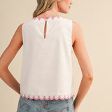 White Scalloped Embroidered Top