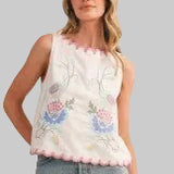 White Scalloped Embroidered Top