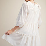 Embroidered Tiered Button Front Dress