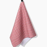 Geometry Fireside Plaid Red Tea Towel