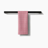 Geometry Fireside Plaid Red Tea Towel