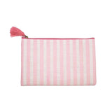 Bonjour Stripe Juco Cosmetic Bag White/Pink