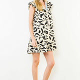 THML Black & Cream Abstract Dress