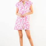 THML Pink Abstract Print Short Dress
