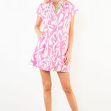 THML Pink Abstract Print Short Dress