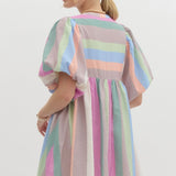 Bubble Slv Pastel Stripe Babydoll Dress