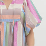 Bubble Slv Pastel Stripe Babydoll Dress