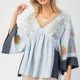 Hannah Babydoll Top - Blue