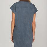 Faux Suede Shirt Dress