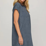 Faux Suede Shirt Dress