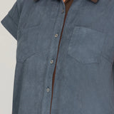 Faux Suede Shirt Dress