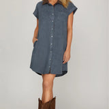 Faux Suede Shirt Dress