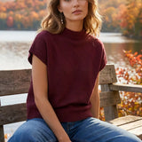 Wine Mock Neck Sweater