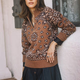Bandana Print Quarter-Zip Sweater