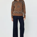 Bandana Print Quarter-Zip Sweater