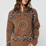 Bandana Print Quarter-Zip Sweater