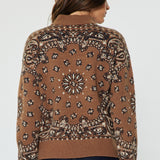 Bandana Print Quarter-Zip Sweater
