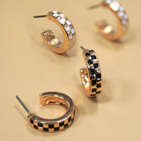 Mini Checker Hoop Huggie Earrings