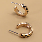 Mini Checker Hoop Huggie Earrings