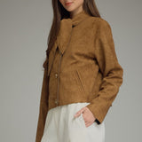 Camel Suede Scarf-Tie Jacket