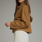 Camel Suede Scarf-Tie Jacket