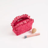 Small Checked Cosmetic Bag, Red