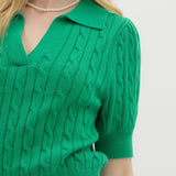 Cable Knit S/S Pullover Sweater
