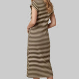 Striped Side-Tie Midi Dress
