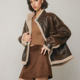 Faux Leather & Shearling Motorcycle Jacket