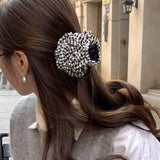 Gingham Flower Fabric Hair Claw Clip