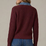 Burgundy Contrast Collar Pullover