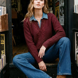 Burgundy Contrast Collar Pullover