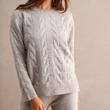 Cable Knit Sweater & Wide Leg Pant Set - Light Mocha