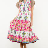 THML Flutter Slv Flower Maxi Dress