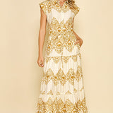 Geometric Print Tiered Maxi Dress 2-colors