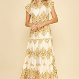 Geometric Print Tiered Maxi Dress 2-colors