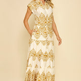 Geometric Print Tiered Maxi Dress 2-colors