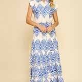 Geometric Print Tiered Maxi Dress 2-colors