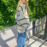 Split Stripe Crew Neck Sweater