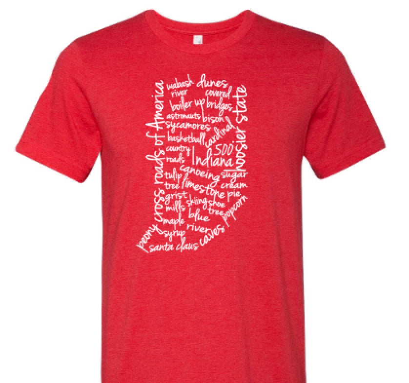 Indiana State Tee Shirt Red