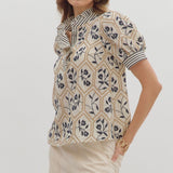 Short Sleeve Garden Ruffle Collar Top