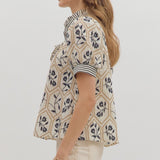 Short Sleeve Garden Ruffle Collar Top