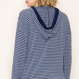 Navy & White Striped Hoodie