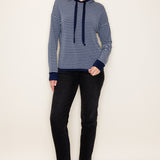 Navy & White Striped Hoodie