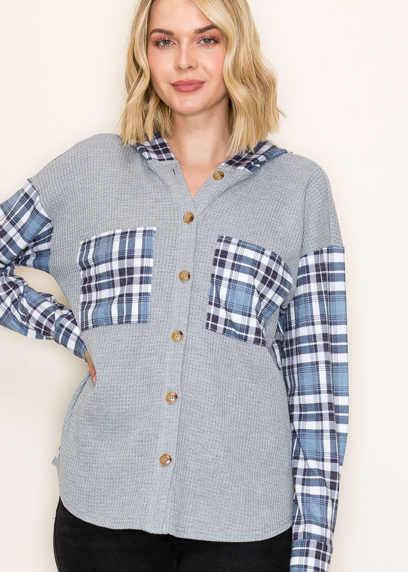 Plaid Patchwork Button-Up Top