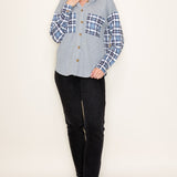 Plaid Patchwork Button-Up Top