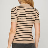 Classic Striped Button-down Sweater Top