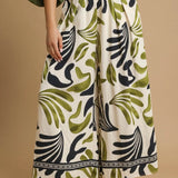 Olive Leafy Print Pants