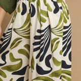 Olive Leafy Print Pants